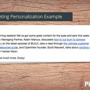 Marketing personalization example with an email