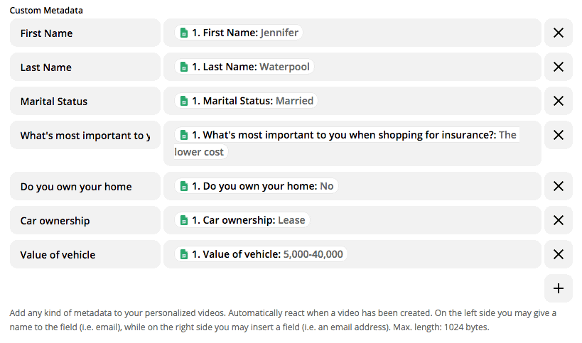 Custom Metadata To Enrich Marketing Messages And Make Personalized Videos Online With Pirsonal and Zapier