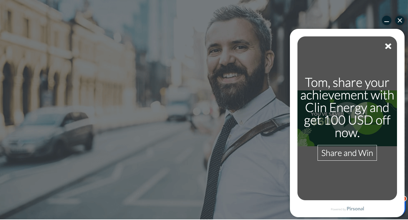Screenshot of a personalized video made with Pirsonal's software - User activation