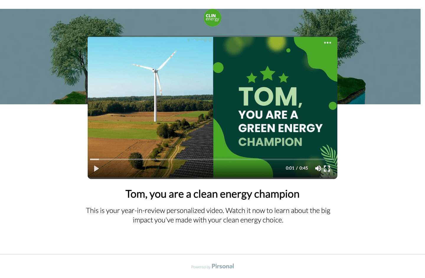 Screenshot of a personalized landing page automatically made with Pirsonal Pages