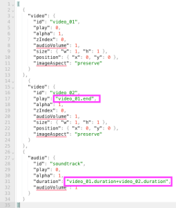 Pirsonal Script example: It shows JSON code to create a dynamic video template for user-generated content
