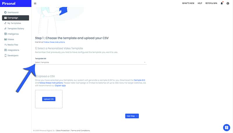 Select Personalized Video Template - Pirsonal